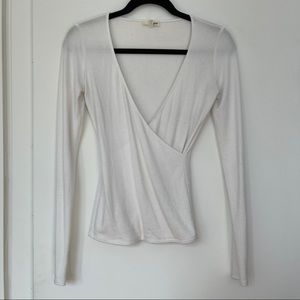 Aritzia Wilfred Free White Wrap Top